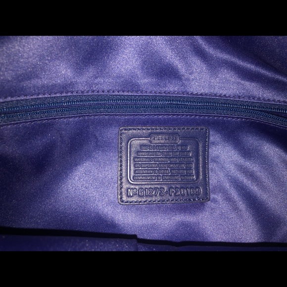 Coach Navy Plaid Tote - Picture 5 of 7